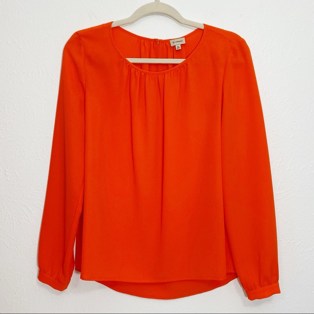 Cremieux Orange Long Sleeve Blouse Size XS